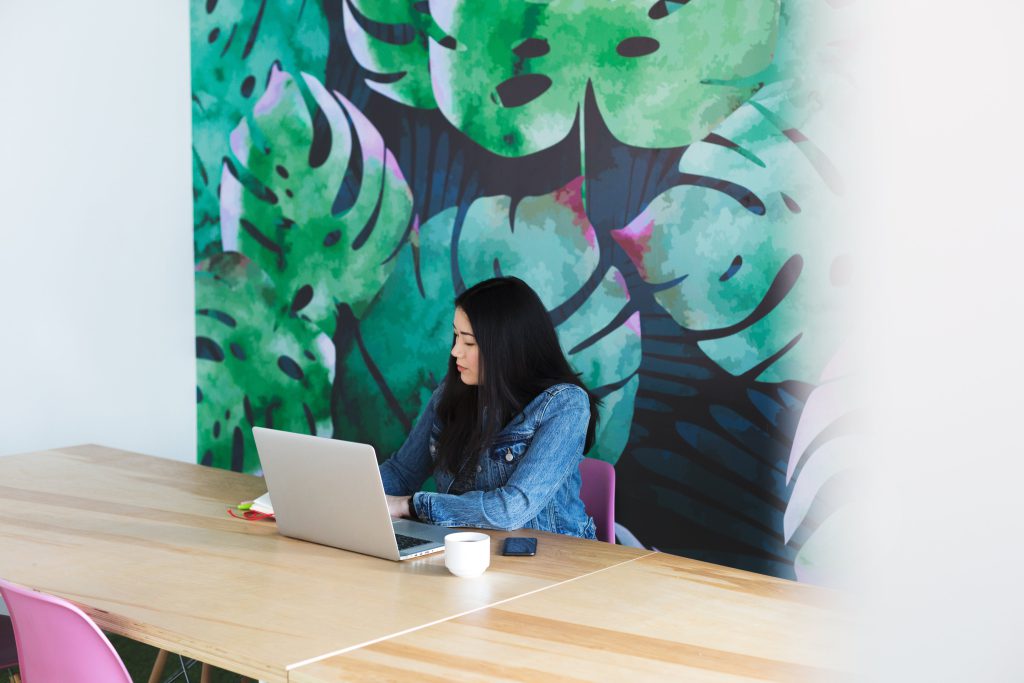 woman-leaf-mural-office