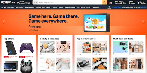 Amazon homepage