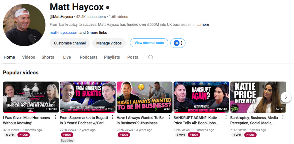 Matt Haycox YouTube