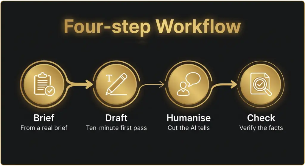 The four-step workflow for writing SEO content with Claude.