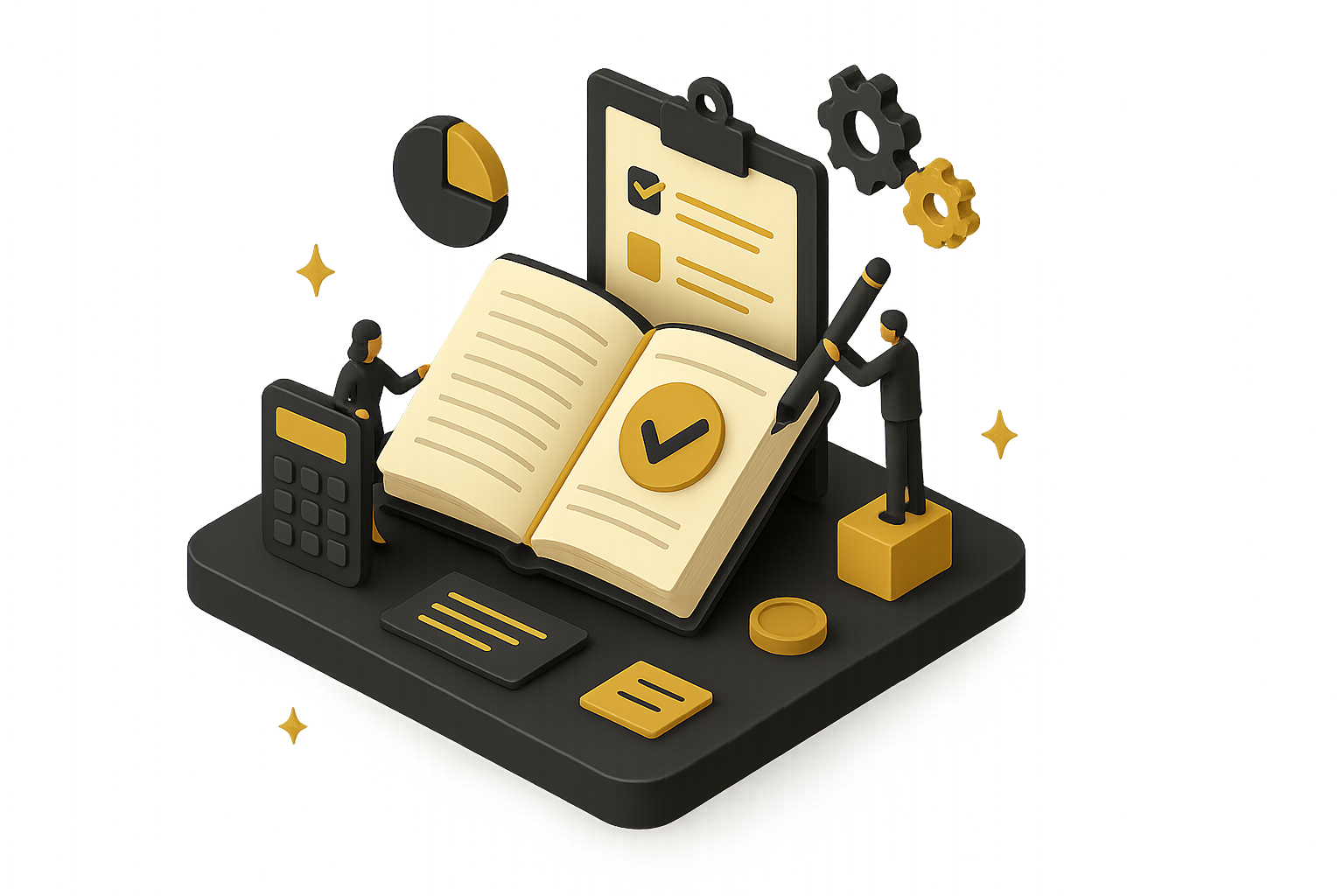 Isometric illustration representing the cost breakdown of writing a business book