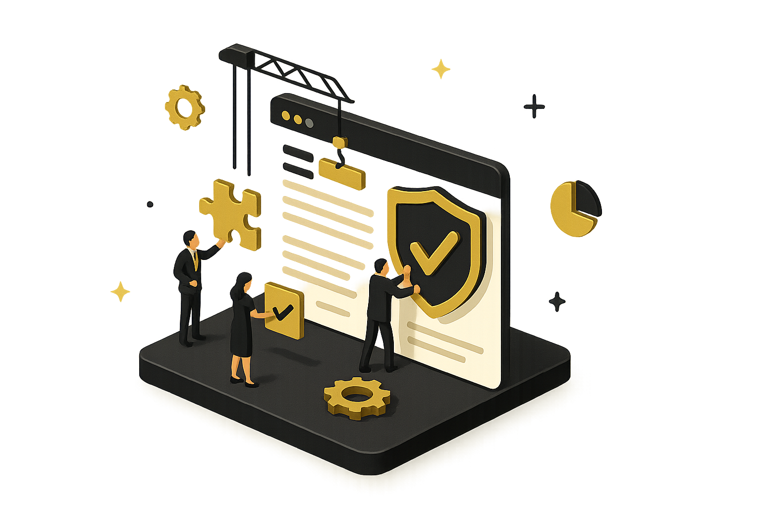 Isometric illustration representing Wikipedia notability guidelines for UAE businesses and founders